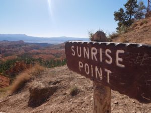 sunrise point sign at Bryce Canyon National Park