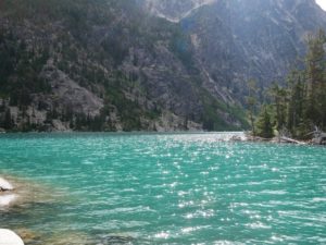 Turquoise water at Colchuck Lake