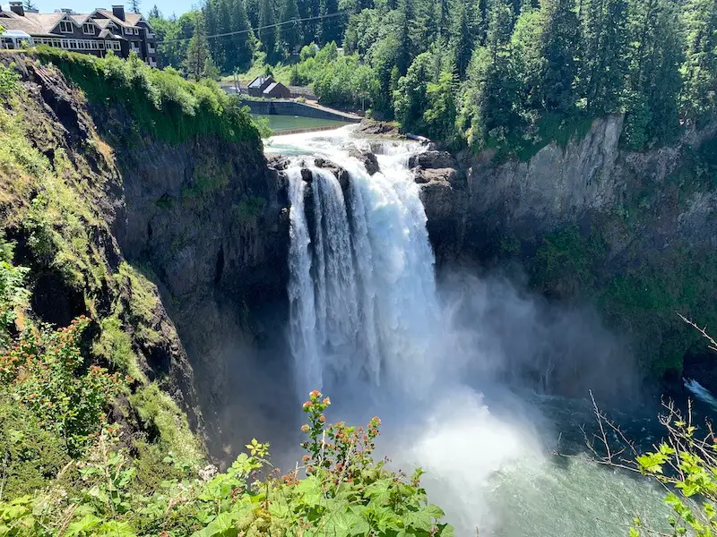 view from the upper observation deck at Snoqualmie Falls