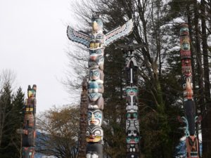 The Totem Poles at Brockton Point in Stanley Park Vancouver BC