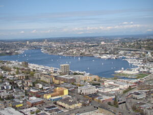 View of the lake from the Space Needle