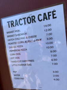 Tractor Cafe Menu at Swans Trail Farms in Snohomish