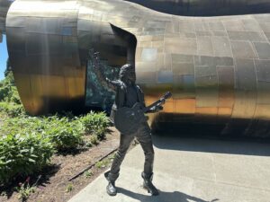 Chris Cornell statue outside the MoPOP in Seattle