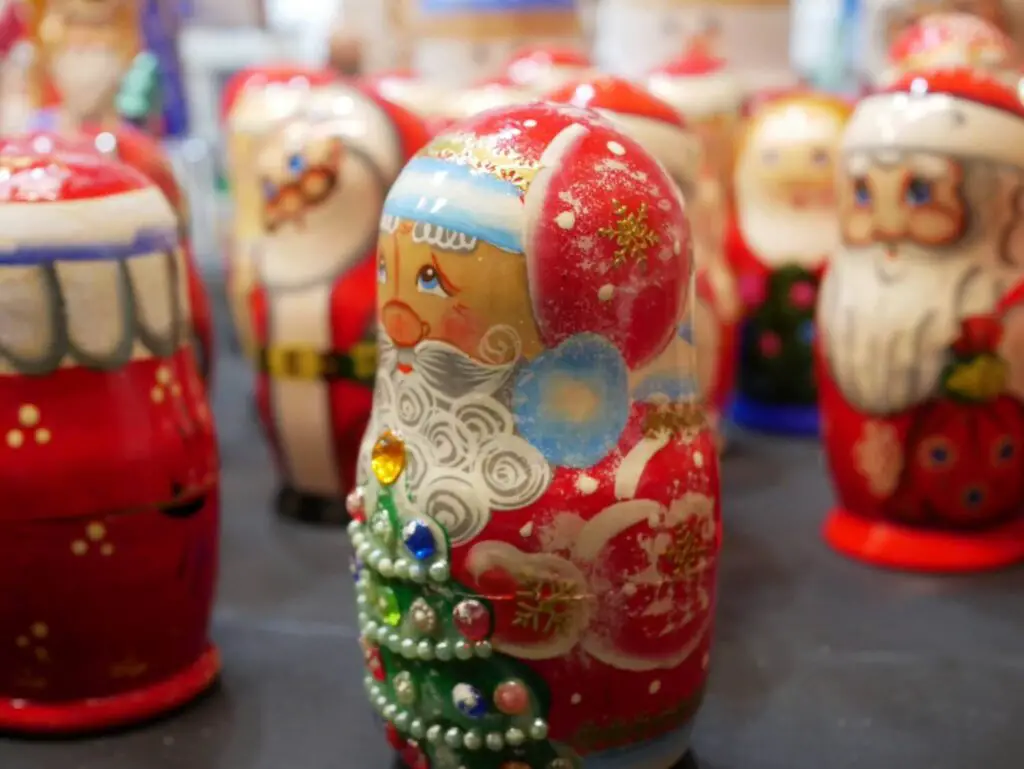 Close-up of a vendor at the Seattle Christmas Market