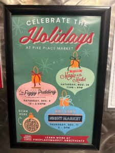 Pike Place Market flyer for holiday events