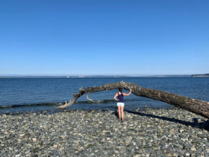 Kelly from Our Adventure Journal exploring the beaches of Port Townsend Washington