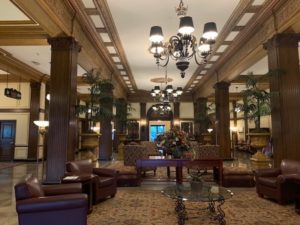 The lobby of the Marcus Whitman Hotel