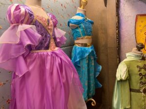 Princess dresses at the Bibbidi Bobbidi Boutique at Disneyland