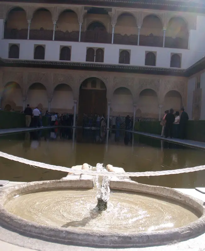 The Alhambra in Granada with fountain
