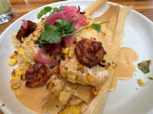 Roasted Corn and Prawn Tamales at Cactus Restaurant in Kirkland, Washington