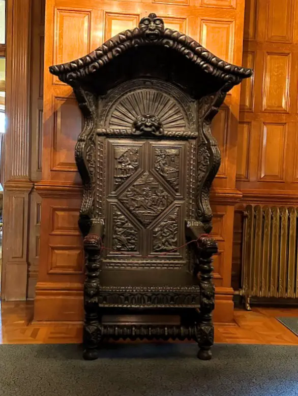 Elaborate chair within Craigdarroch Castle