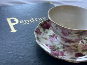 Pendray Inn & Tea House menu and tea cup 