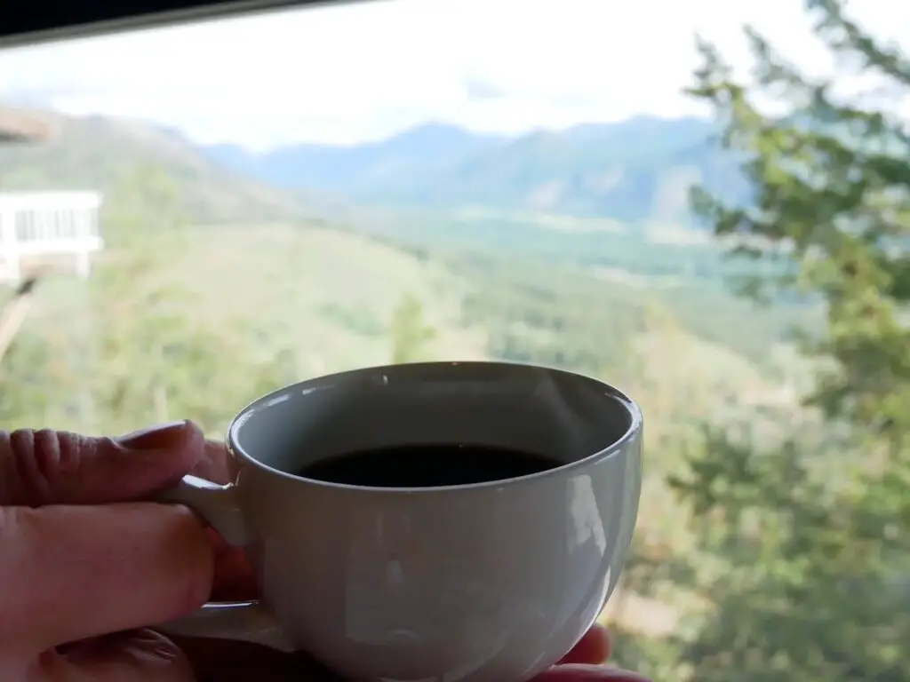 coffee with view of the mountains
