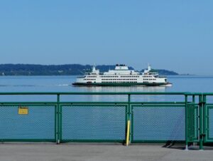 The view of a ferry from a ferry in Washington State