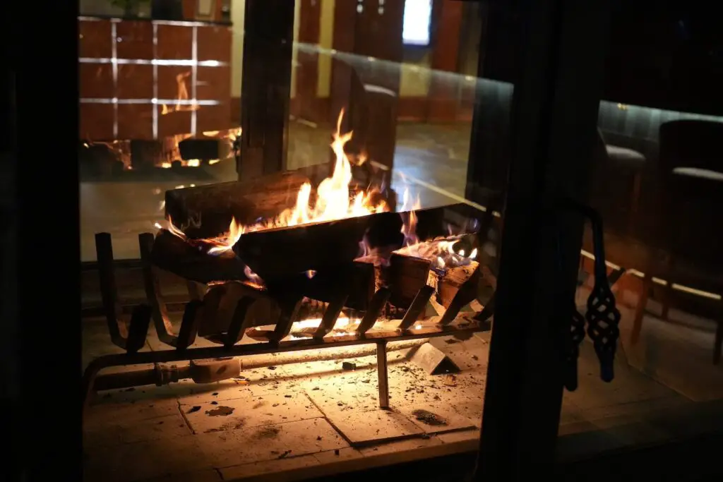 Wood burning fire place in the lobby