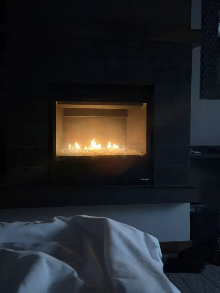 fireplace in the hotel room