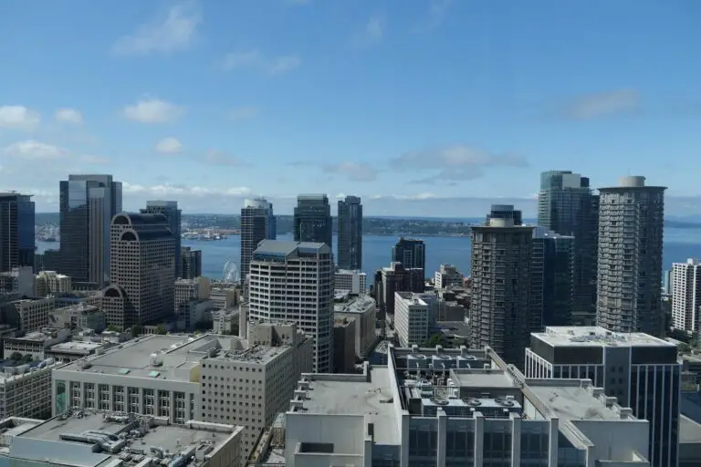 View of the Seattle waterfront from our room at the Hyatt Regency Seattle